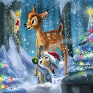 Snow Deer And Squirrel 30*30CM(Canvas) Full Round Drill Diamond Painting