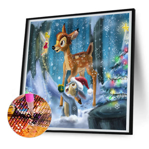 Snow Deer And Squirrel 30*30CM(Canvas) Full Round Drill Diamond Painting